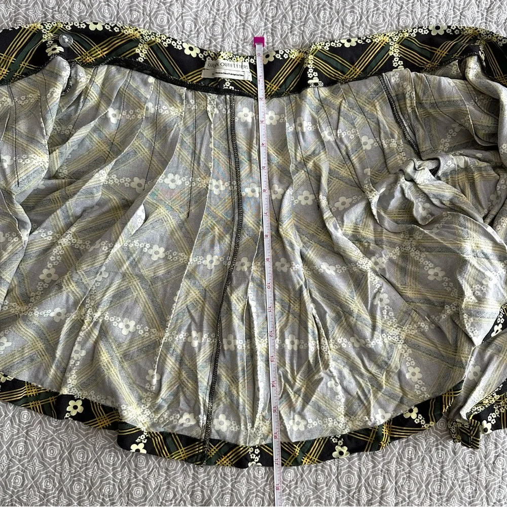 Urban Outfitters Floral Plaid Schoolgirl Grunge Pleated Wrap Mini Skirt Size S